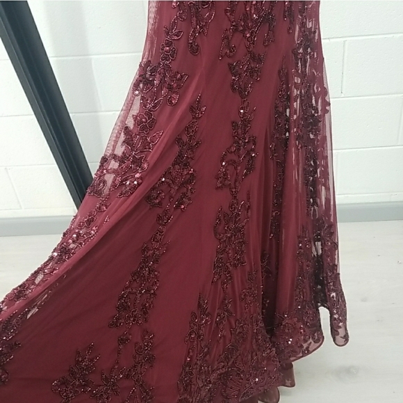 Sherri hill ruby red burgundy wine mermaid pageant prom dress - Picture 14 of 14